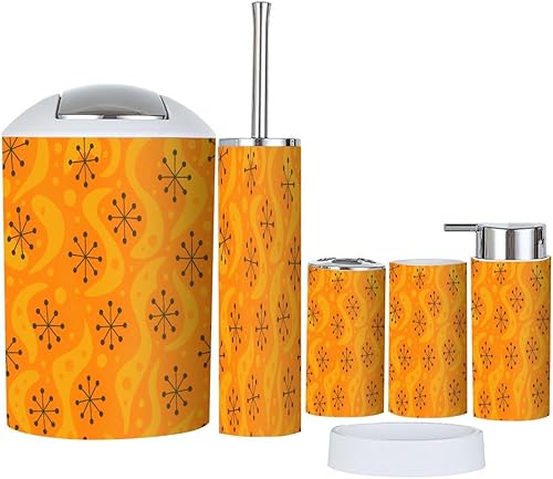Miniatura 13 de Juego de 6 accesorios de baño, diseño moderno de mediados de siglo, sin costuras, estilo vintage, de los años 50, ciencia atómica, soporte para