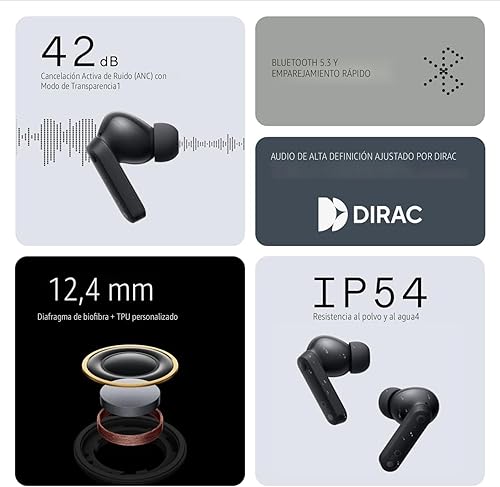 Miniatura 2 de CMF Buds - Auriculares inalámbricos Bluetooth, auriculares con cancelación de ruido de 42 dB, audio Dirac HD, tiempo de reproducción de 35.5 horas,