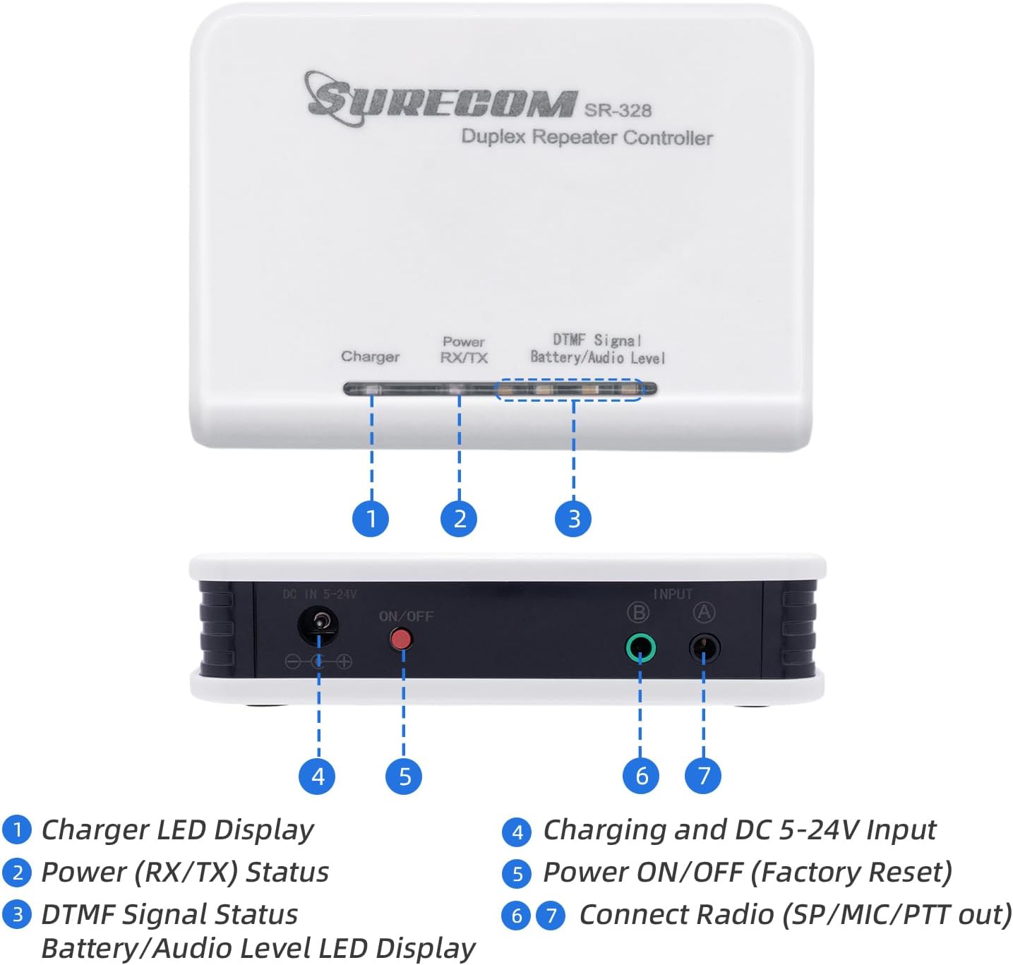 Mcbazel Surecom SR-328 Cross Band Radio Duplex Repeater Controller with 2 pcs K Plug Cable for Kenwood BF-888S WouXun BAOJIE HYT Linton