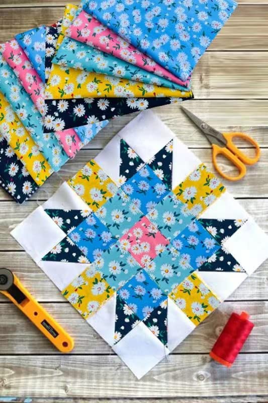 HANPATQUI Quilting Cotton Fabric for Sewing, Craft Fabric Squares, Fat Quarters Fabric Bundles for DIY &Patchwork, 50PCS (8“ x 8", 5 Color)