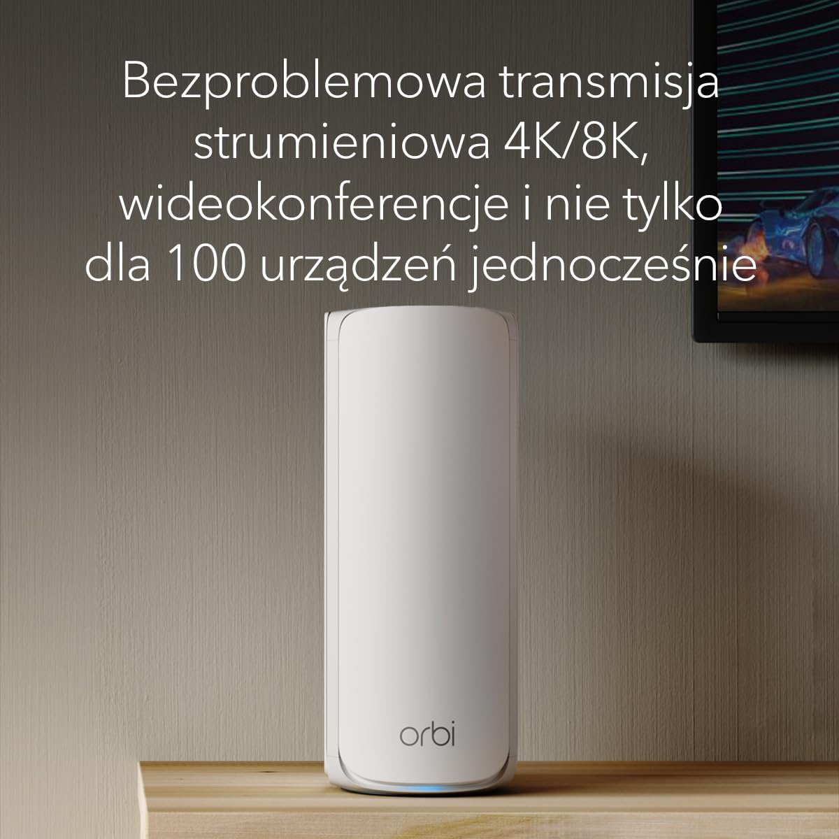 rójpasmowy system sieci Mesh WiFi 7 NETGEAR Orbi 770 (RBE773) – router + 2 wzmacniacze sygnału satelitarnego, funkcje zabezpieczeń, do 11 Gb/s, pokrywa do 540 m2, 100 urządzeń, port 2.5 Gb/s