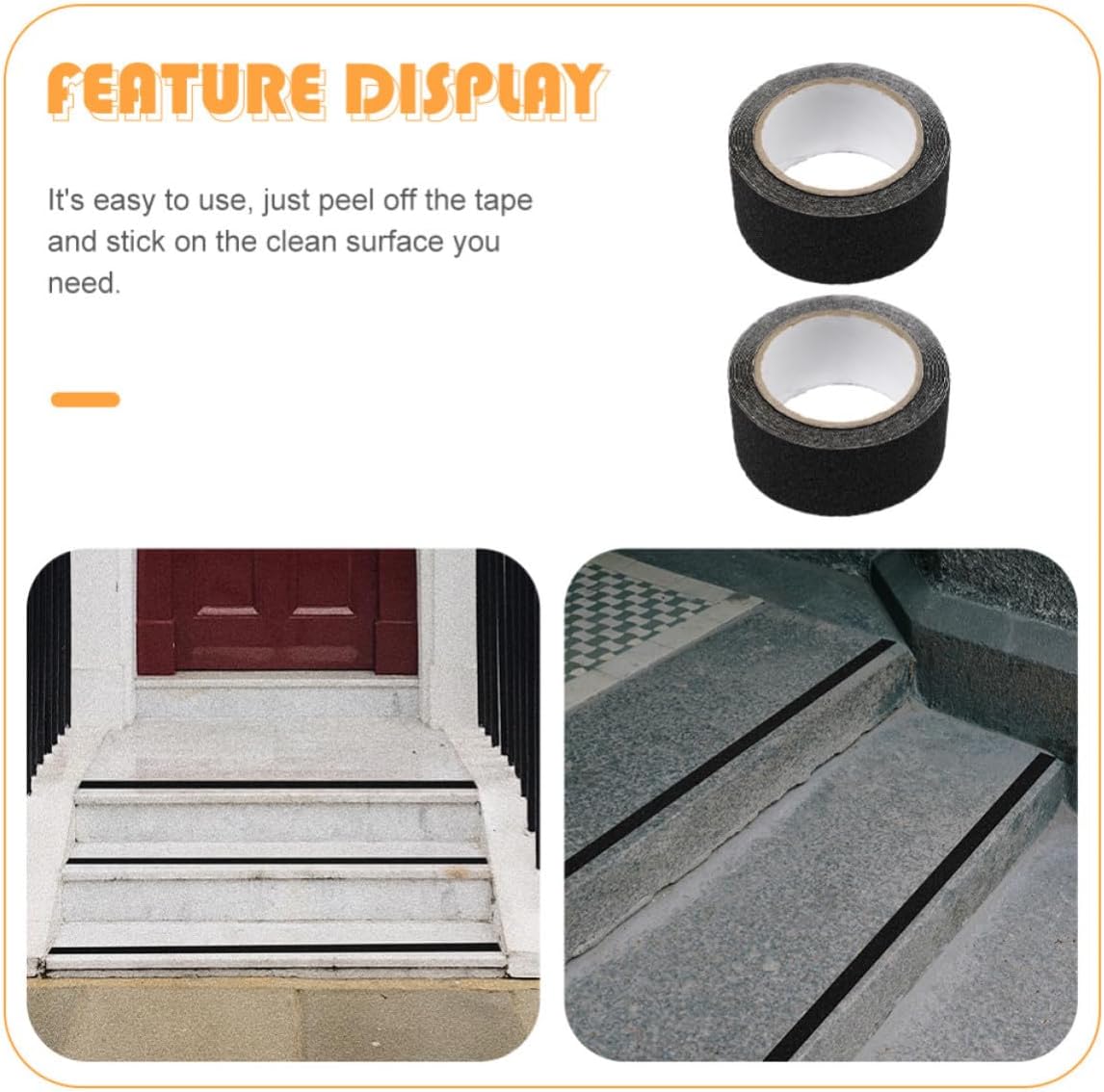 2 Rolls Black PVC Anti Slip Grip Tape for Showers and Floors