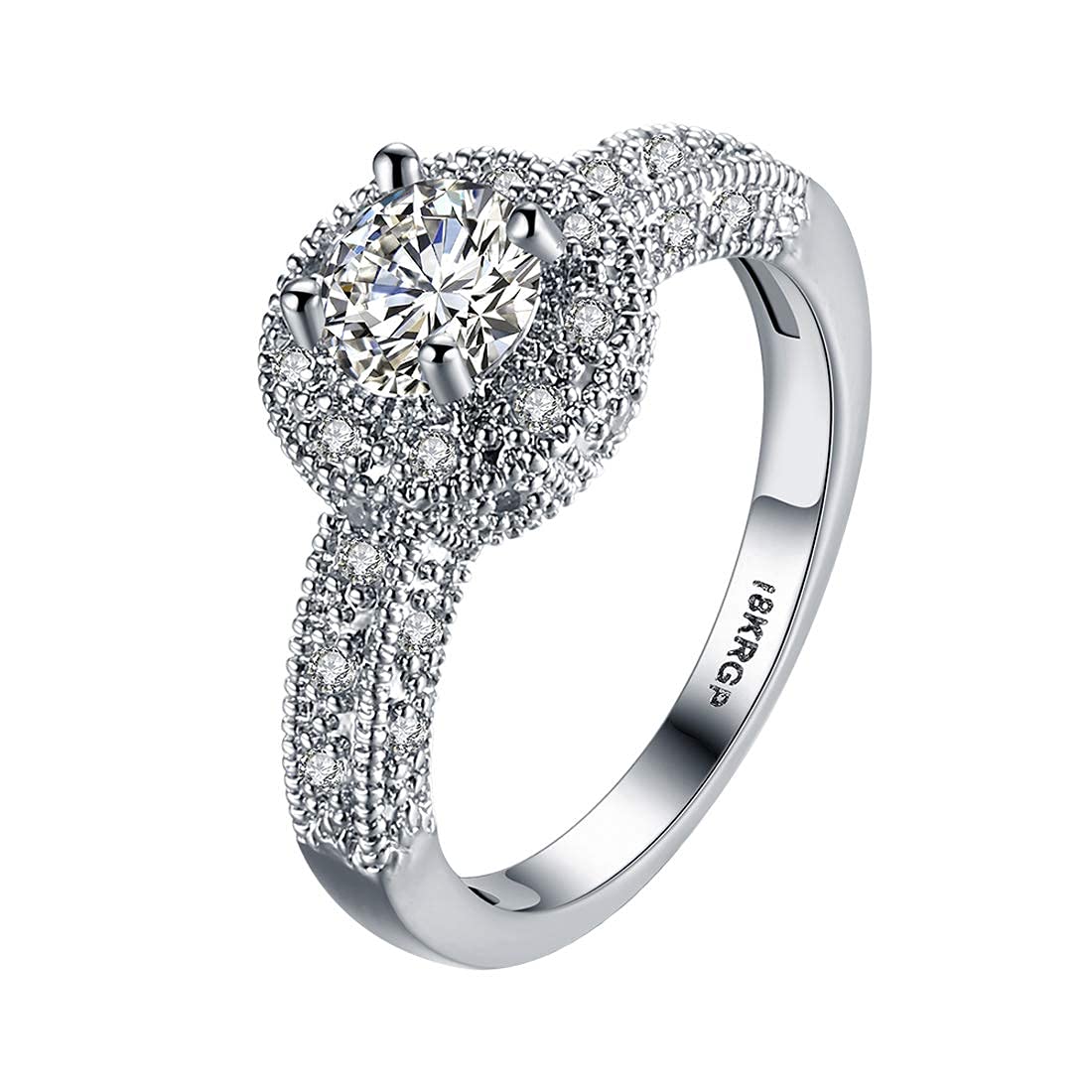 Yellow Chimes A5 Grade Crystal Royal Queen 925 Sterling Silver Plated Ring for Women and Girls(Silver) (B09HQVBXKY) Amazon Price History, Amazon Price Tracker