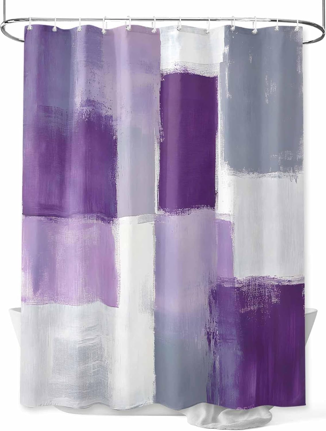 Fabric Shower Curtain for Bathroom, Abstract Geometric Lavender, Custom Shower Curtain Set with Hooks, Luxury Bathroom Curtains, Purple Grey Waterproof Polyester Bathroom Accessories, 54x78inch