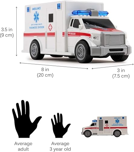 Miniatura 5 de Vokodo Ambulancia de rescate a escala 1:20 a escala 1:20 de juguete con luces y sonidos, duradero, transporte médico, vehículo de emergencia,