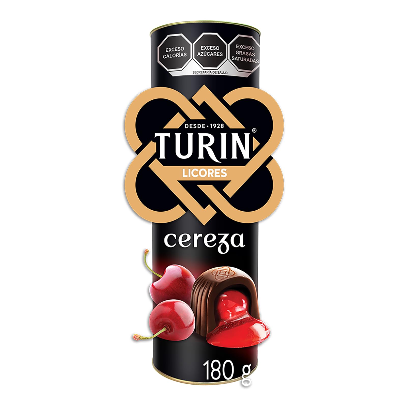 Turin Chocolates Semiamargos Rellenos con Cereza al licor Tubo 180 g