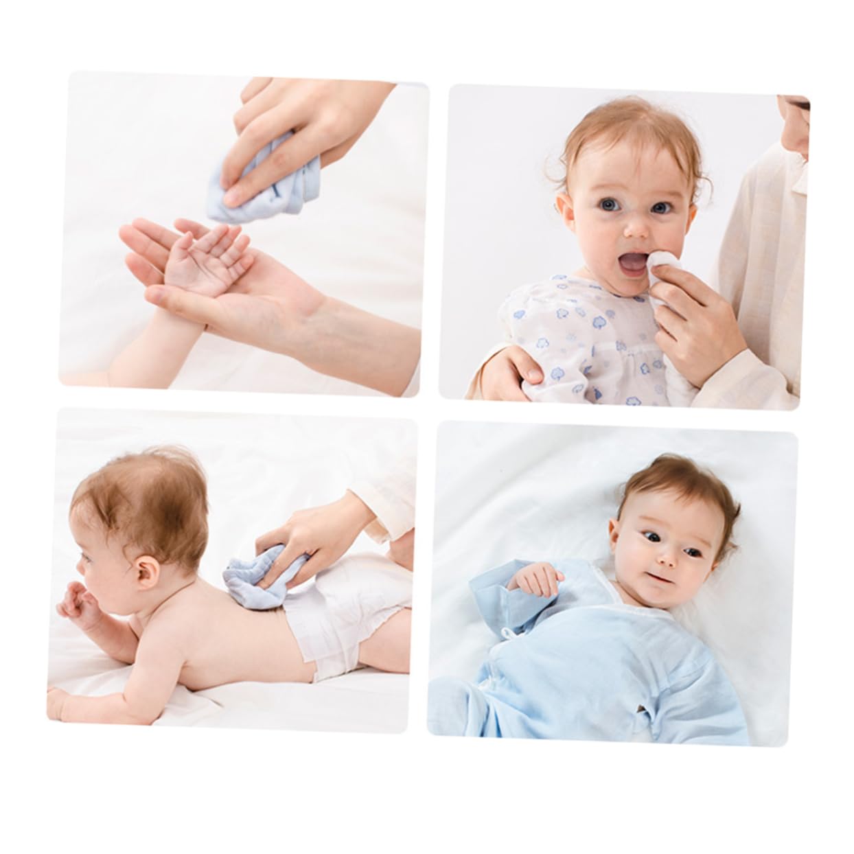 5pcs Cotton Washcloths Pre-Washed Square Face Towels for Boys and Girls Soft Absorbent Bath Towels