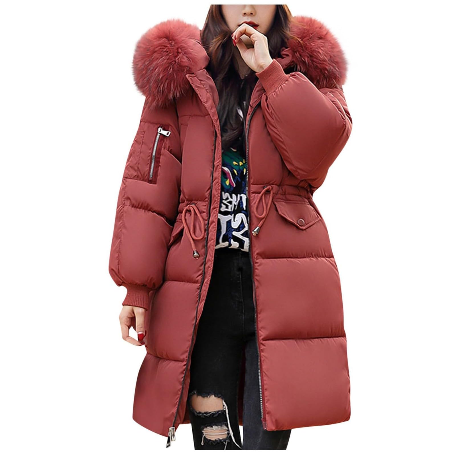 2026 Chaqueta acolchada Chaqueta larga acolchada con cuello grande