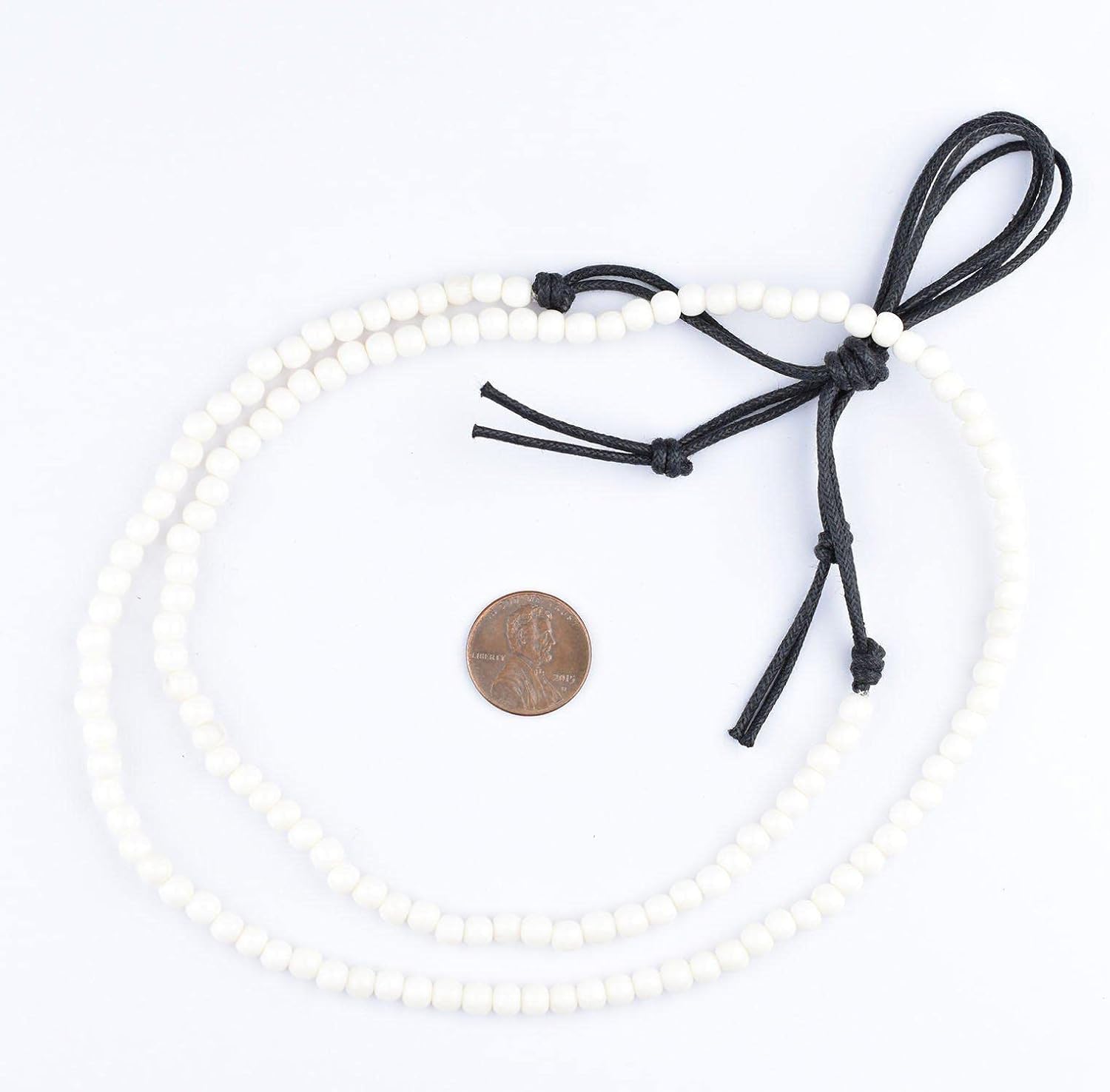 The Bead Chest Polished White Bone Nugget Beads 5mm Round 15 Inch Strand