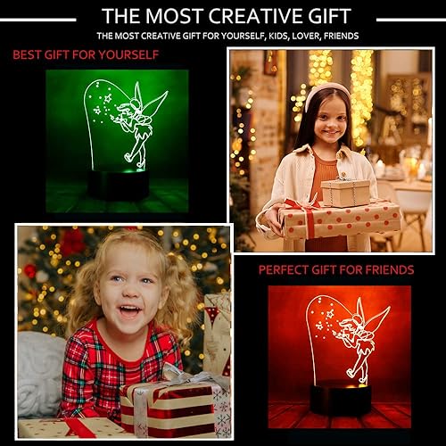 Miniatura 3 de Magic Elf Tinker Bell Miss Bell Rare Peter Pan Snowflake Tinkerbell Anime Character 3D LED Visual Luz nocturna para dormir con control remoto 16