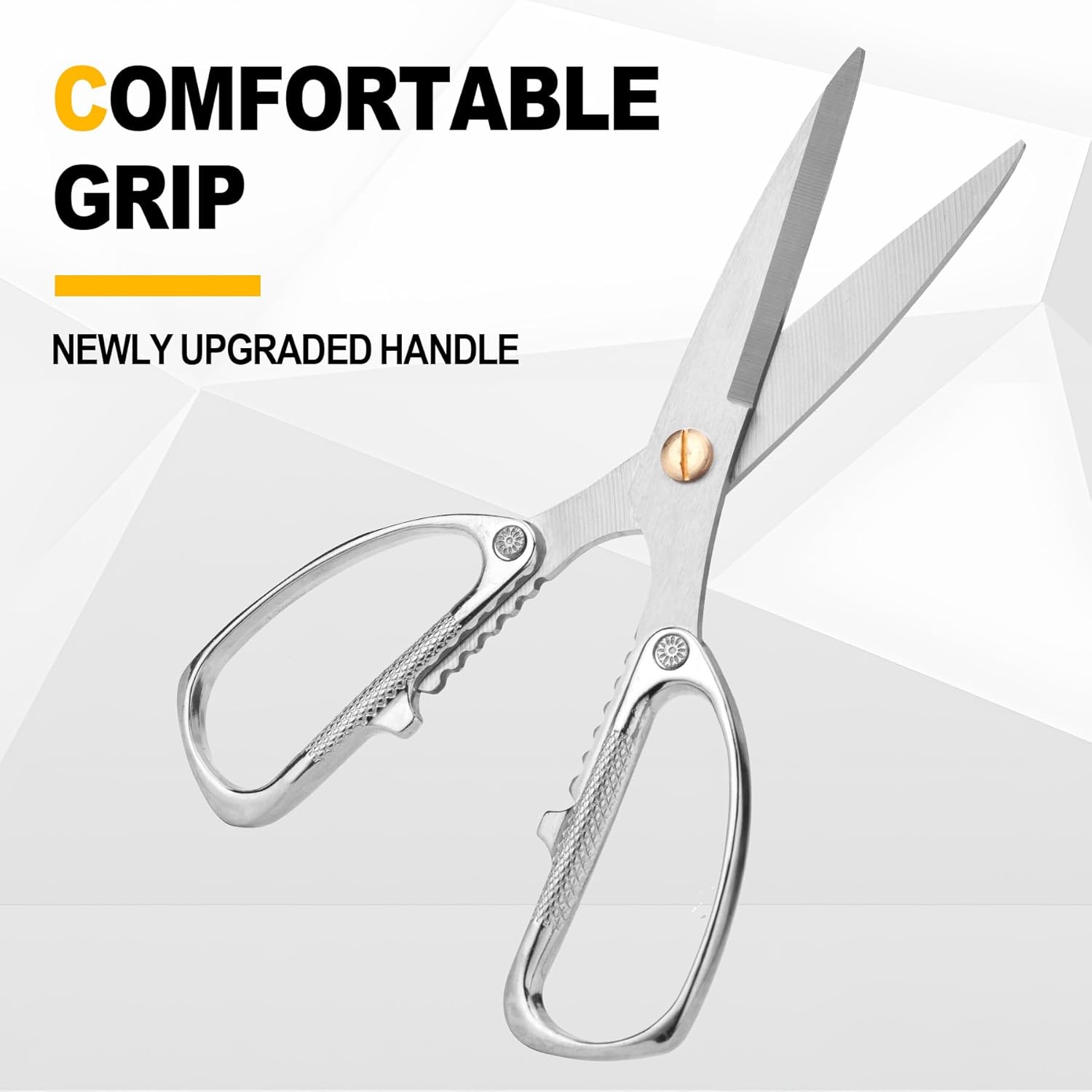 Heavy Duty Household Scissors, 195mm Multi-Purpose Industrial Scissors Shears with Stainless Steel Blades & Aluminum Alloy Handle, for Leather, Fabric, Plastic, Paper, Kitchen and Home Use