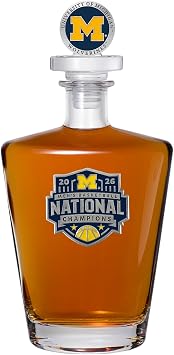 Michigan NCAA 2026 Basketball Champ Royal Container with 3D Stopper | 25 OZ Container | Expertly Crafted Pewter Glass