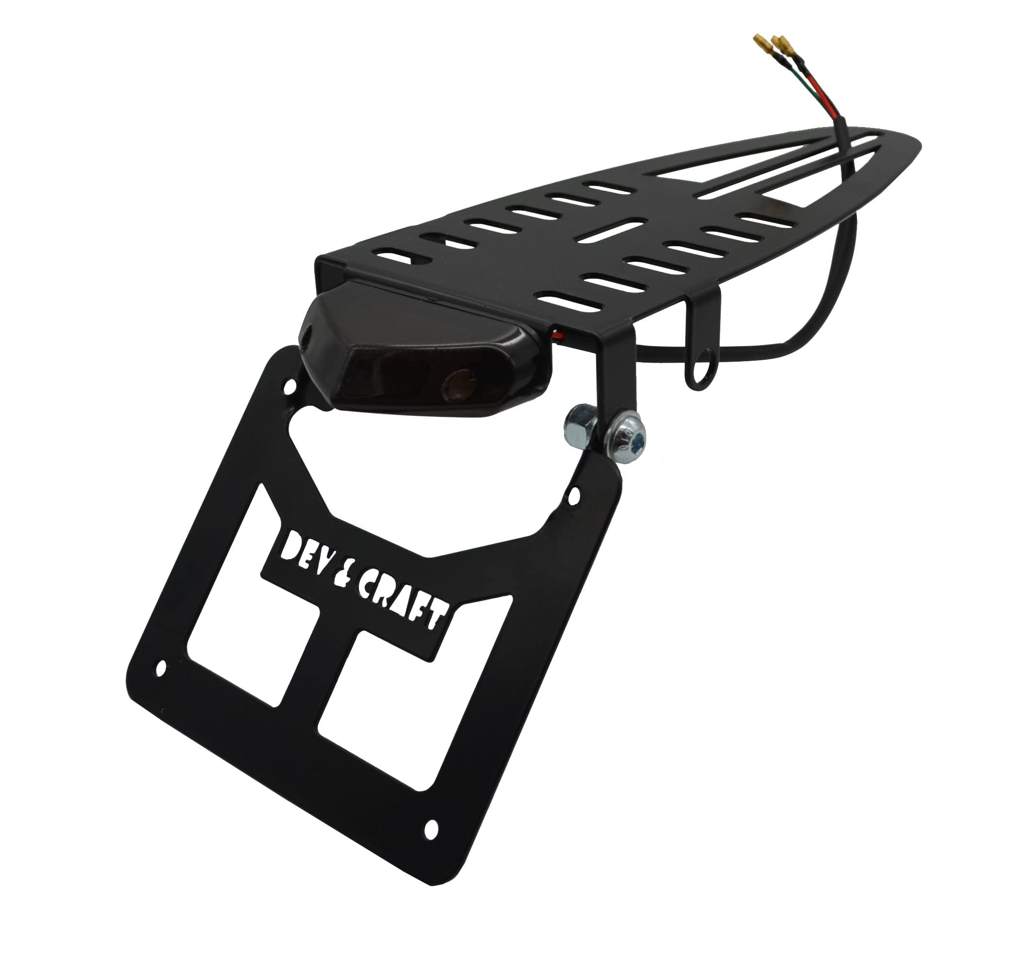 Portatarga Pieghevole Per Moto 50cc Enduro/motard, Nero, Con Faretto LED – Universale, Made In Italy