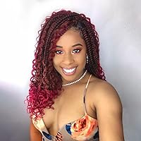 Vista 25 de Wodun Extensiones de cabello sintético de ganchillo de 10 pulgadas, trenzas de caja Goddess 3X estilo bohemio con extremos ondeados, 16 mechones por