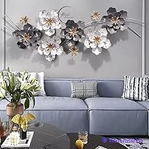 RIZIK STORE Metal Abstract Figures Wall Sculpture For Home Decor, Living Room & Bedroom (Grey White),70 Cm