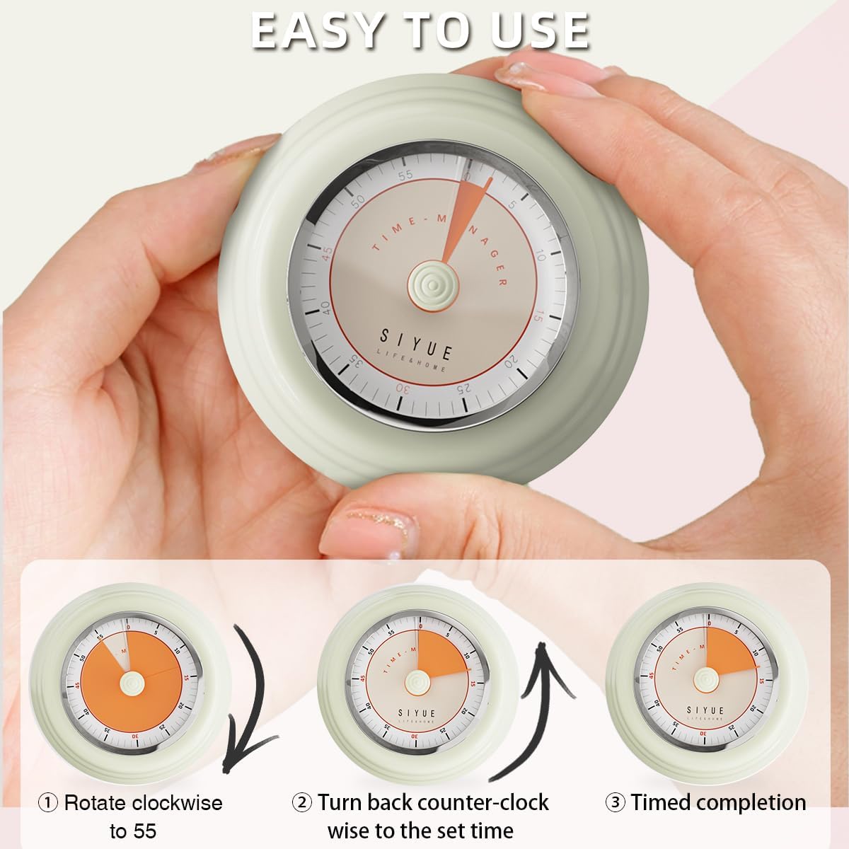 Magnetic Retro Kitchen Timer, Classic Mechanical Cooking Timer,Factory Wholesale Sales (100, White)
