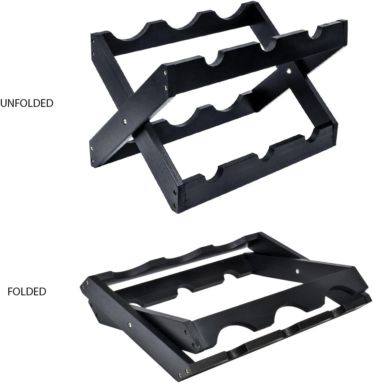 Sorbus Rustic Foldable Countertop Wine Rack 6-Bottles, Torched Wood (Black)