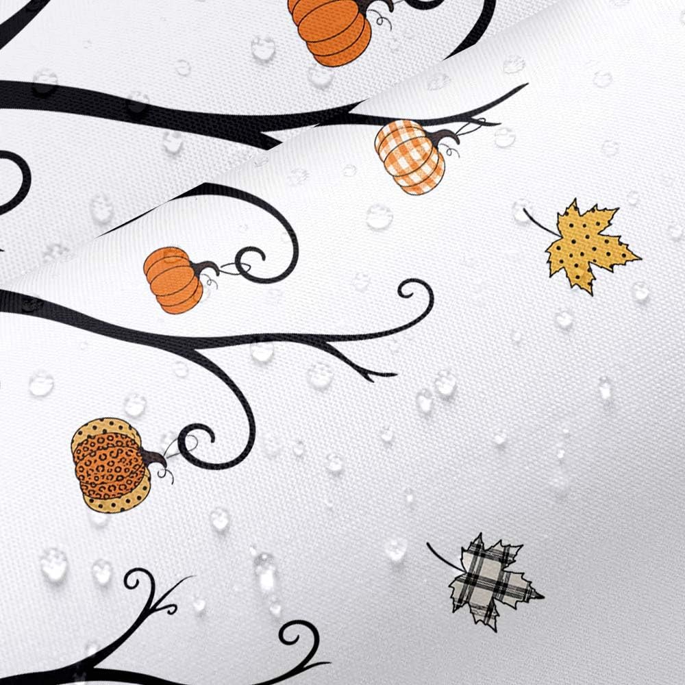 MERCHR Fall Pumpkin Shower Curtain, Autumn Leaves Tree Farmhouse Thanksgiving Halloween Bathroom Curtains Polyester Fabric Waterproof Set with Hooks 71x71 Inch