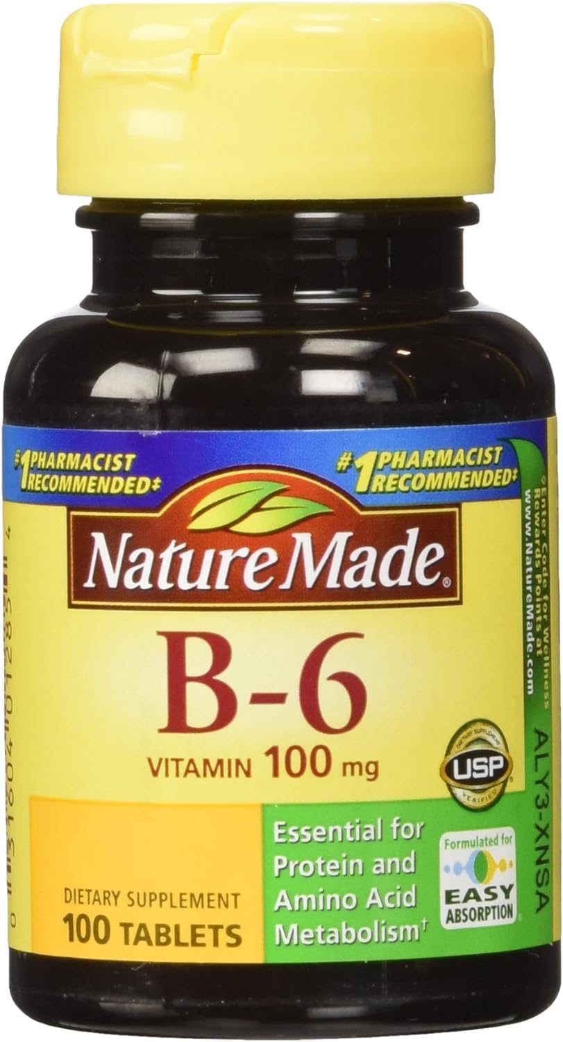 Nature Made Vitamin B-6 100 Mg, Tablets, 100-Count (Pack of 2) 100 Count (Pack of 2)