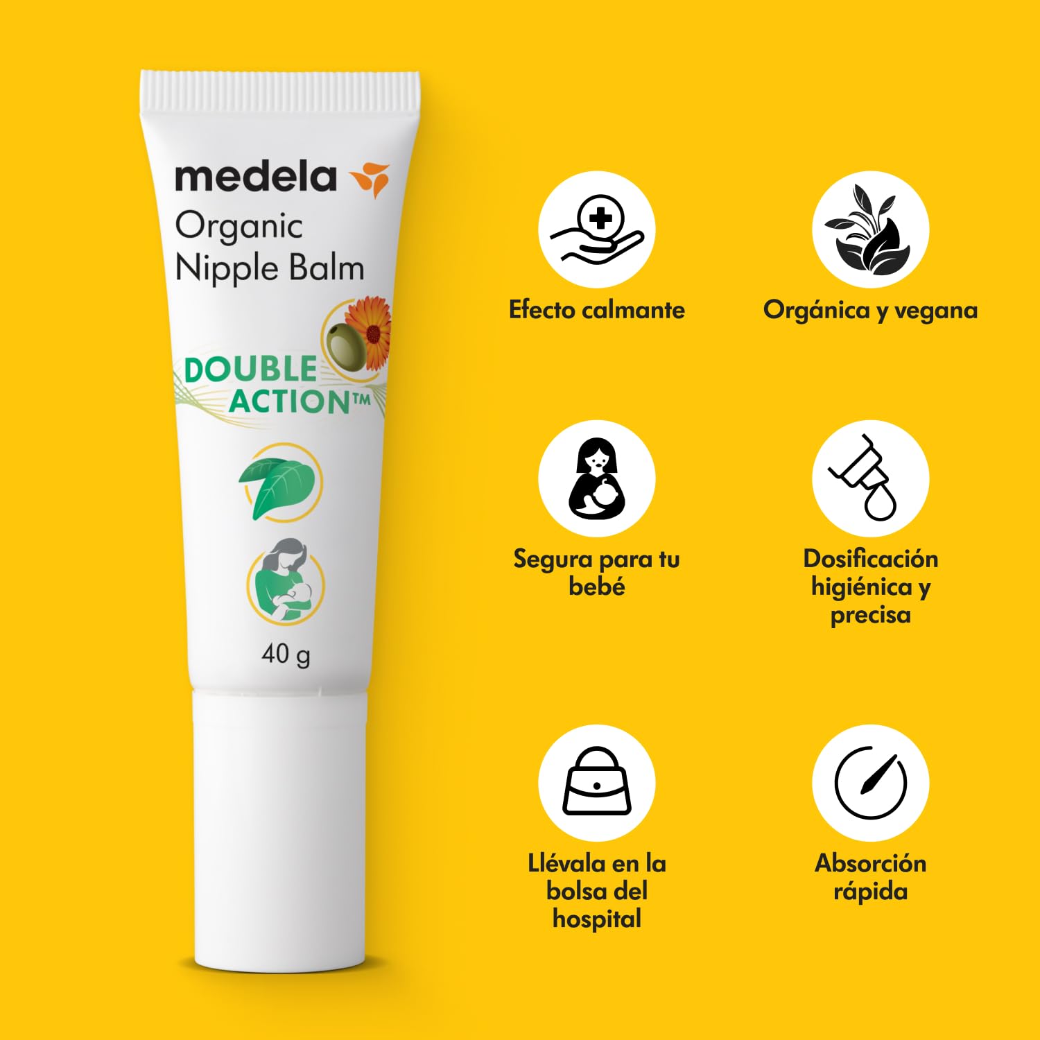 Medela crema orgánica para pezones, alivio y humectación para madres lactantes, hecha con ingredientes naturales y seguros, alivio rápido para pezones doloridos, apta para el postparto, 40 g