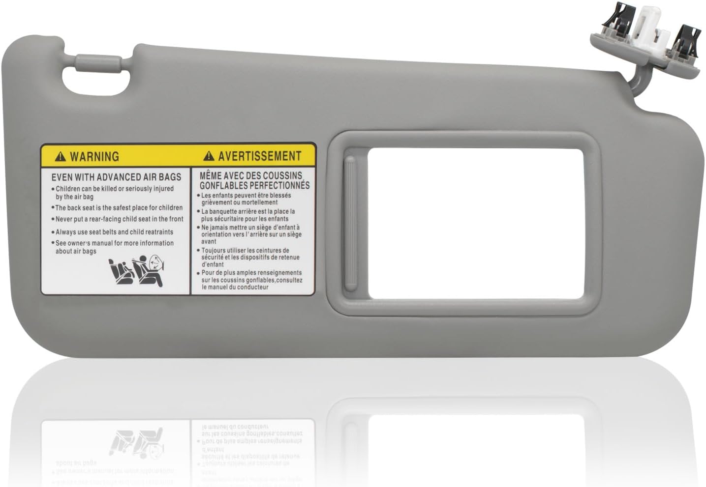 Passenger Right Side Sun Visor Compatible with Toyota RAV4 2006 2007 2008 2009 2010 2011 2012 2013 with Light Replace 74310-42451-B2 Gray