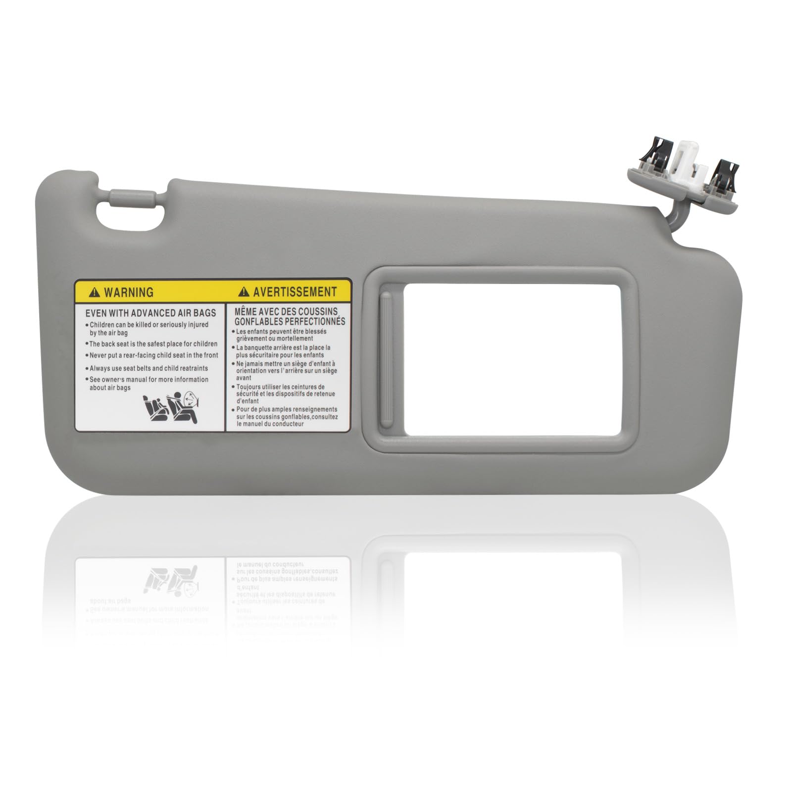 Passenger Right Side Sun Visor Compatible with Toyota RAV4 2006 2007 2008 2009 2010 2011 2012 2013 with Light Replace 74310-42451-B2 Gray