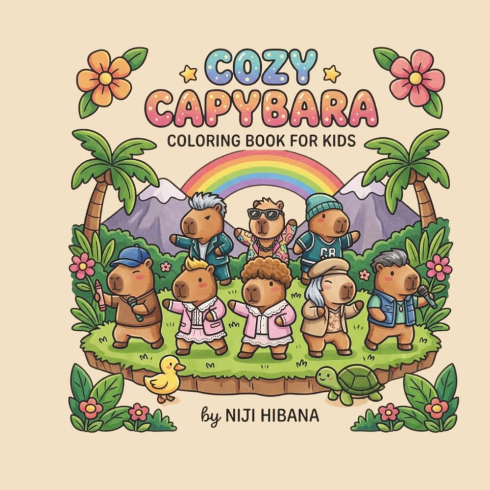 Cozy Capybara: A Heartwarming Coloring Book for Kids