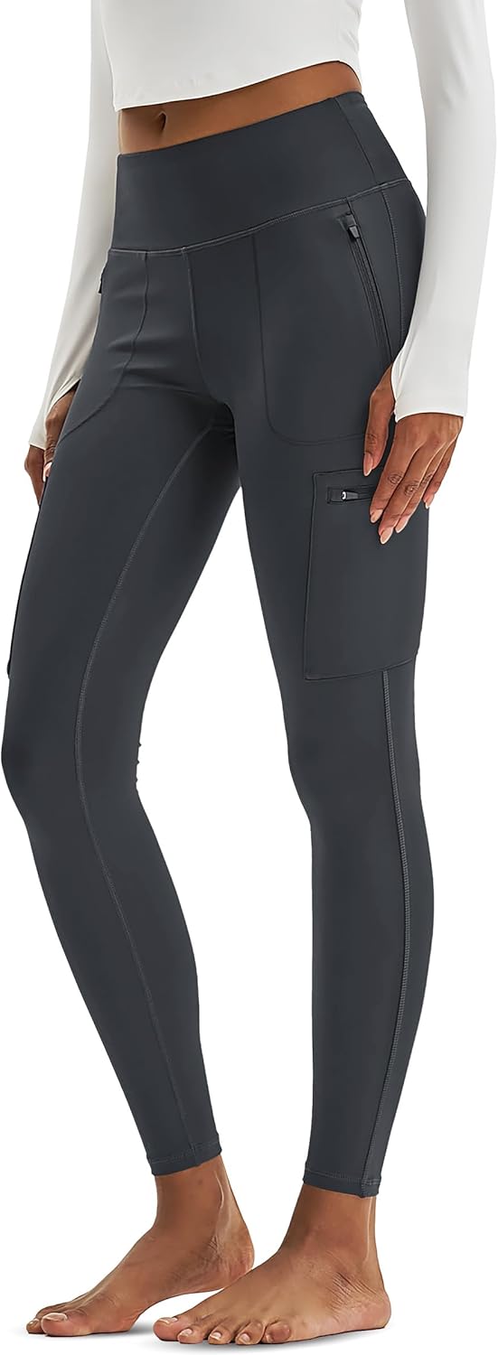 MAGCOMSEN Hiking Leggings Women with 4 Zipper Pockets Water Resistant High Rise Cargo Leggings Outdoor Athletic Pants - Image 3