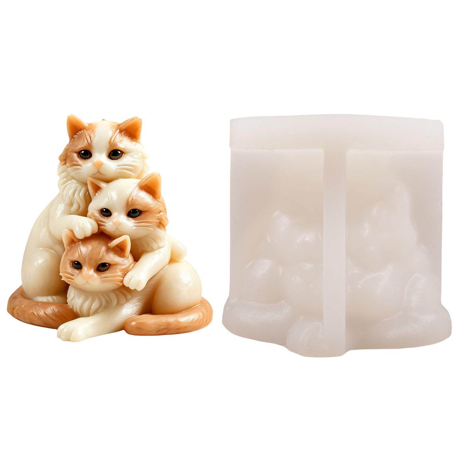 JSGHGDF Stacking Kitten Shape Silicone Molds for Making Soap Home Decoration Gypsum Figurine Epoxy Resin Project Elastomer Cast