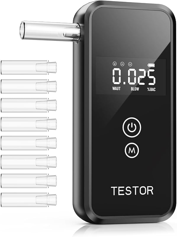 Breathalyzer,Portable Breathalyzers for Alcohol with 8 Mouthpieces | High Accuracy Personal Breathalyzer, Handheld LCD Digital Display Alcohol Breathalyzer Tester for Home Use