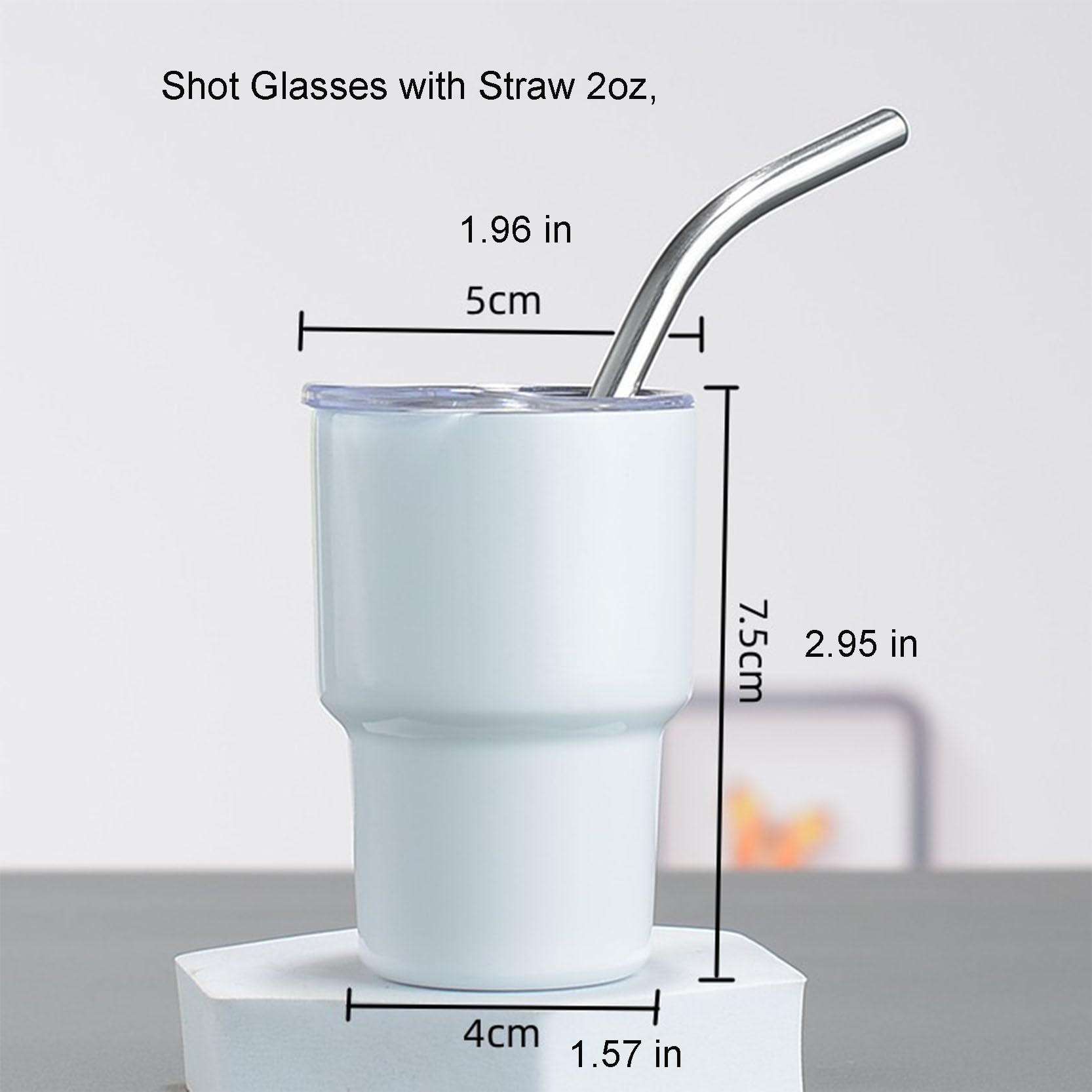 Lot de 10 Verres à Shot de 56,7 g avec Couvercle et Paille, Mini Verres à Shot Portables en Acier Inoxydable 304 isolés sous Vide à Double paroi,Blue B-2oz