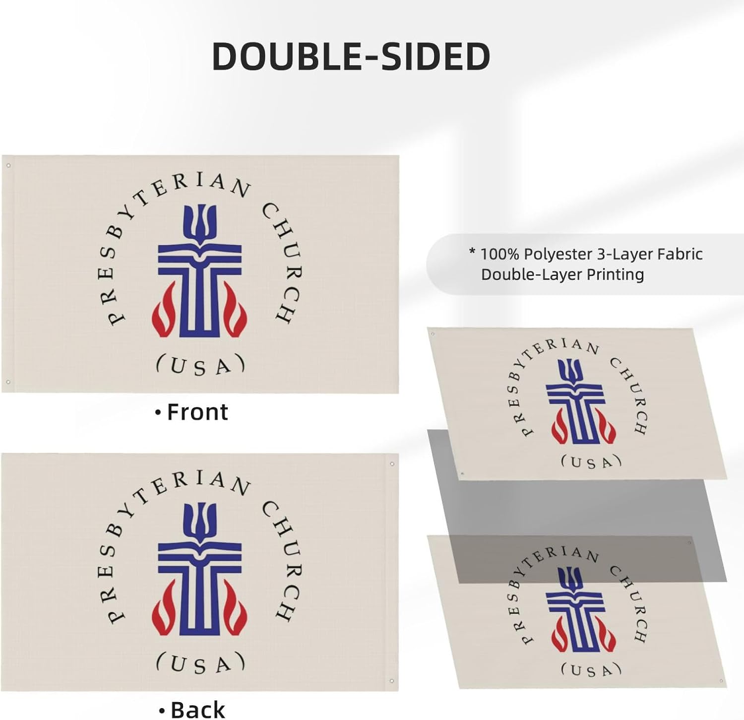 Presbyterian Church Cross Seal Double-Sided 3ply 3x5ft Polyester Flags: Durable, Reusable, And Vibrantly Decorative â€“ Perfect for Indoor and Outdoor Use