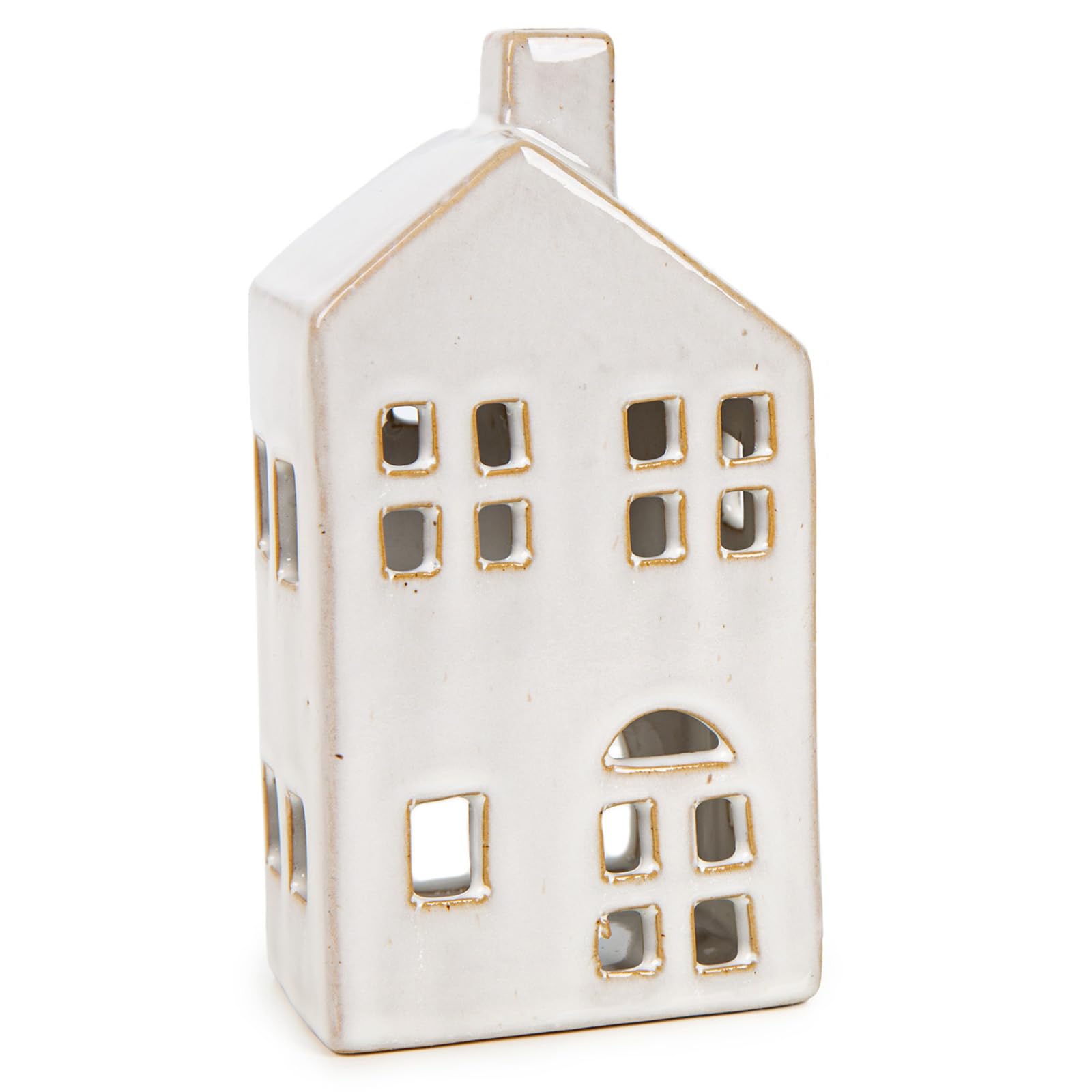 Logbuch-Verlag Casa de cerámica con luz de casa de luz de té, casita decorativa para colocar de pie, regalo moderno, 17,5 cm