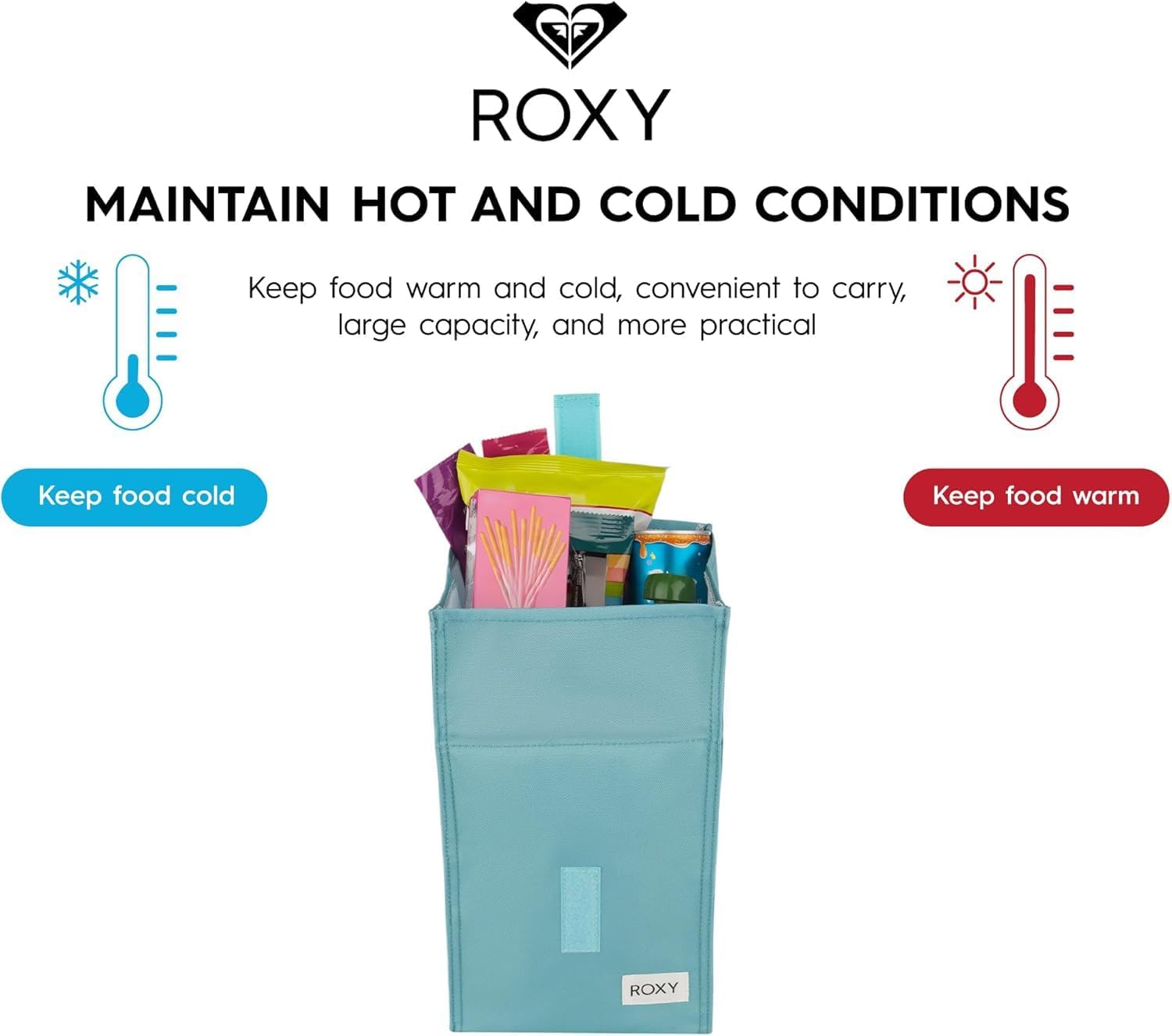 Roxy Insulated Lunch Bag | Reusable | Cooler | Snack Bag | Container | Picnic | Work | Leakproof | Beach | Vacation | Camping, Lunch Hour - Tahitian Tropics