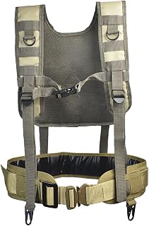 JFFCESTORE Tactical MOLLE Battle Belt Waist Belt with Suspenders Adjustable Combat Duty Belt Removable Harness