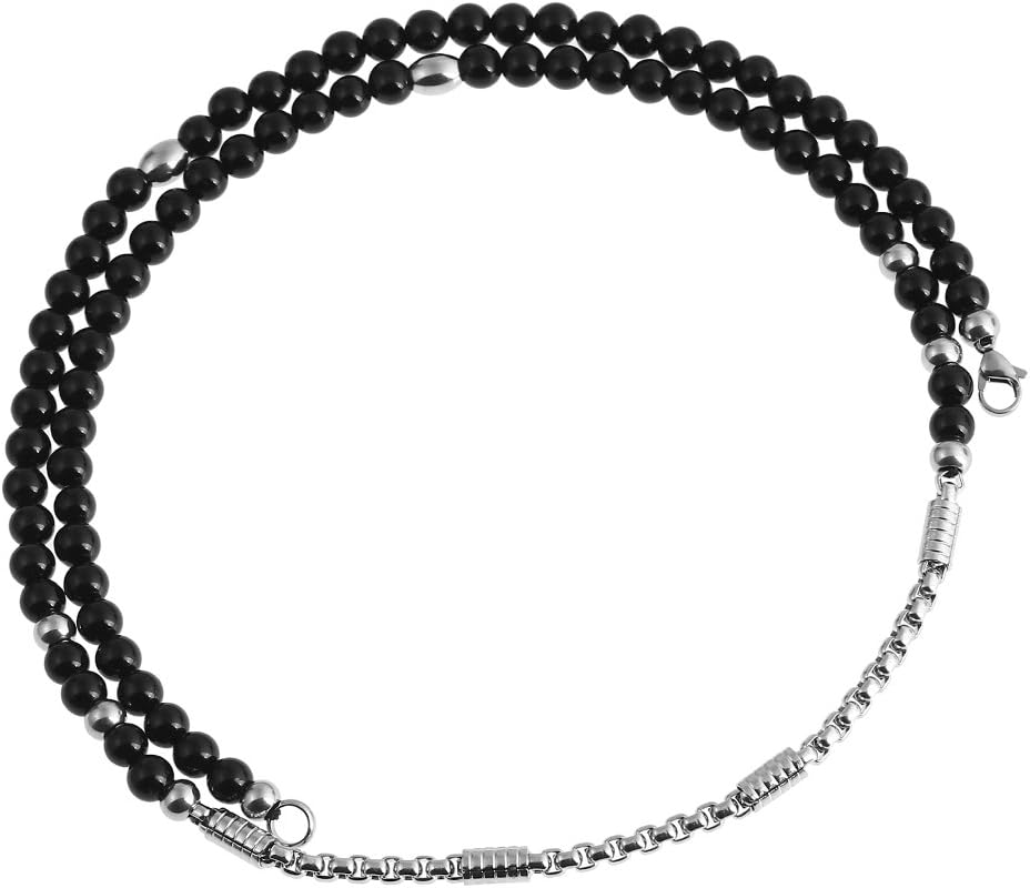 BLEUM CADE Stainless Steel Masonic Symbol Pendant Necklace with Black Natural Agate Stone Chain 27inches - Image 6