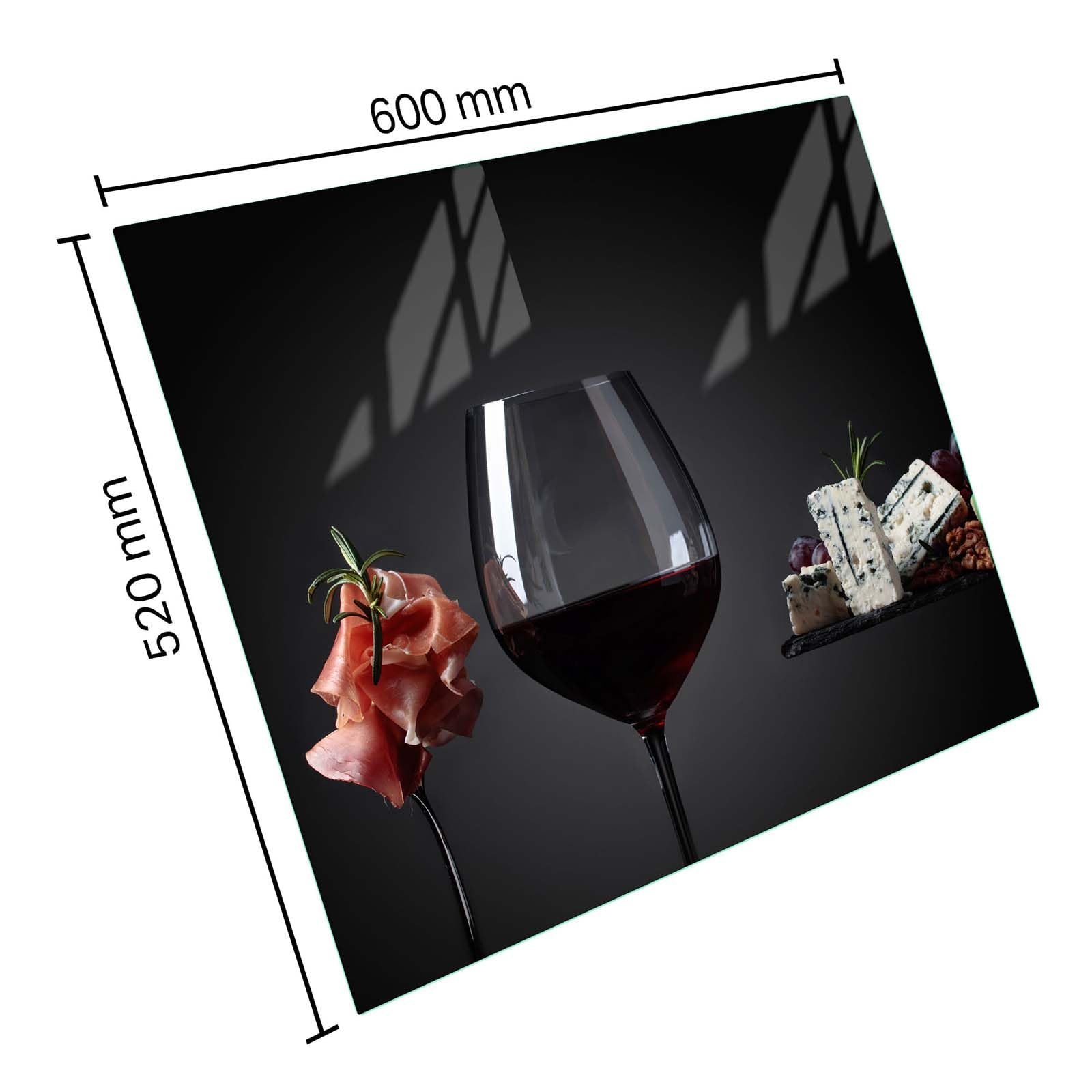 SFArt Herdabdeckung Glas 1 Teilig 60x52 – Gehärtetes Glas Schneidebrett & Ceranfeld Abdeckplatte – Hygienisch & Rutschfest – Schutz für Induktion, Ceran - Wein-Aperitif