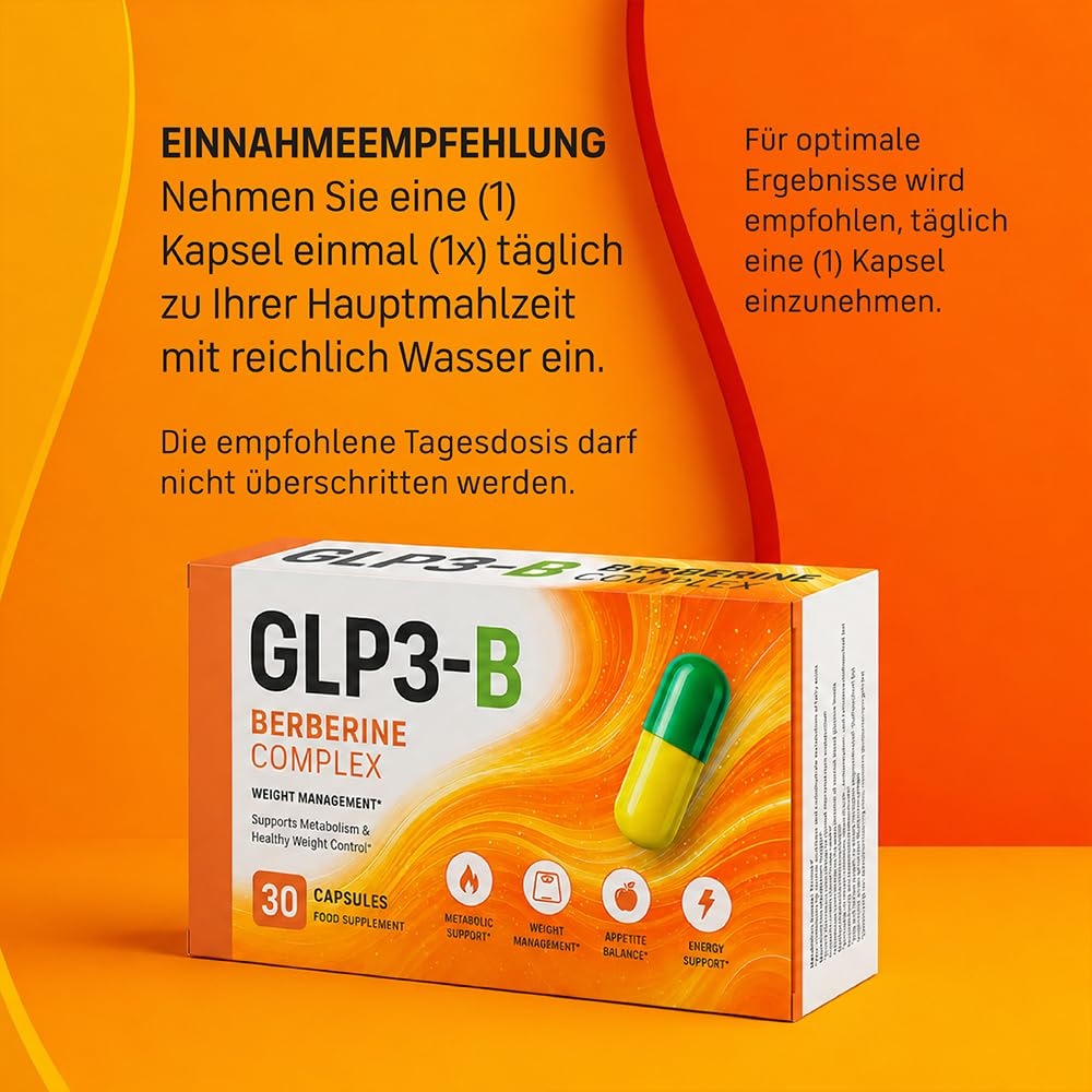 GLP3-B Berberin Komplex | Kapseln zur Unterstützung des Stoffwechsels | Die Original-Formel | Bekannt aus dem TV | Ohne Zusatzstoffe | 60 Kapseln (2 Packungen)