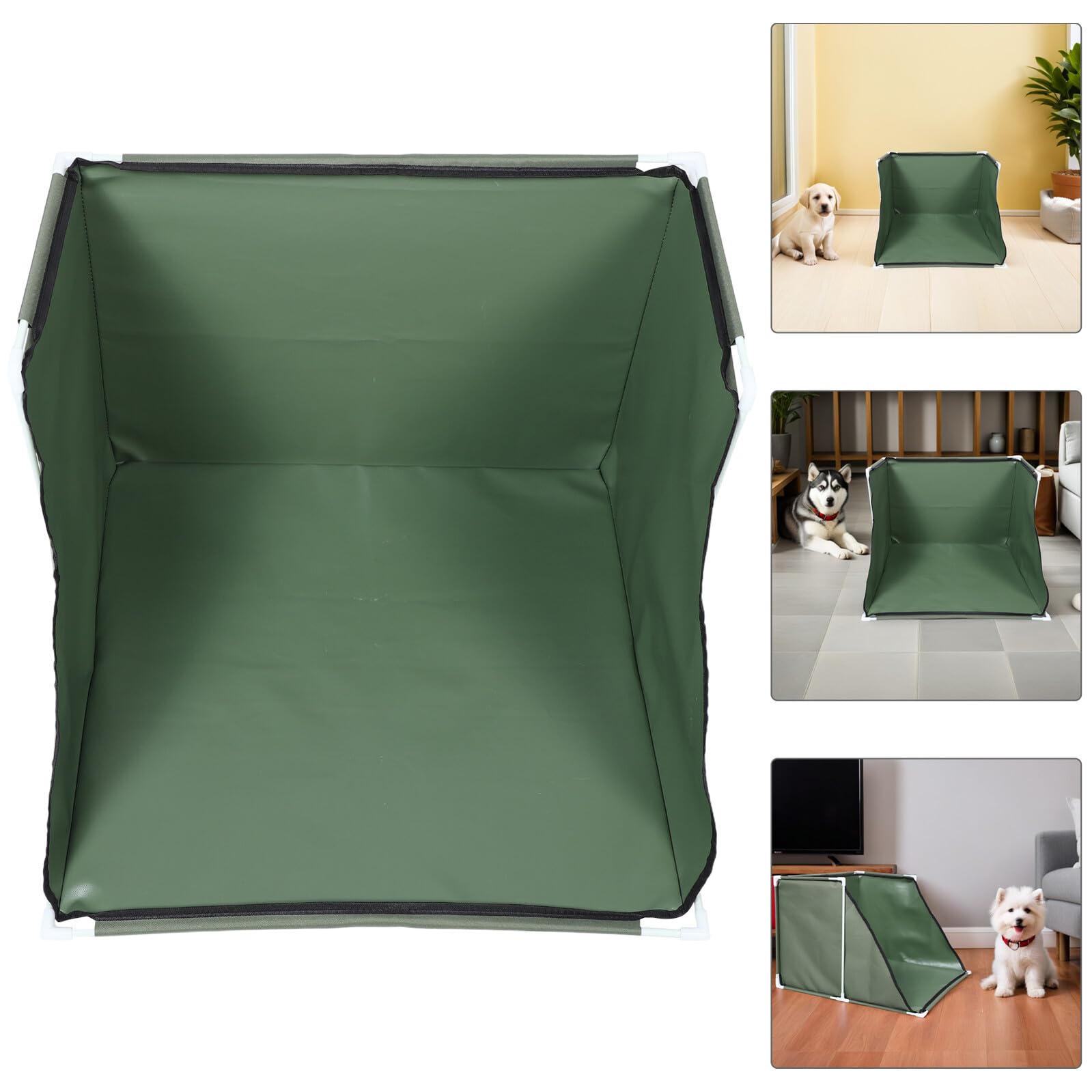 WOONEKY Faltbare Katzenstreu Einhausung mit Hohen Wänden aus PVC Grün | Innenbereich Spritzschutz, Leicht zu Reinigen, für Training bei Welpen und Katzen