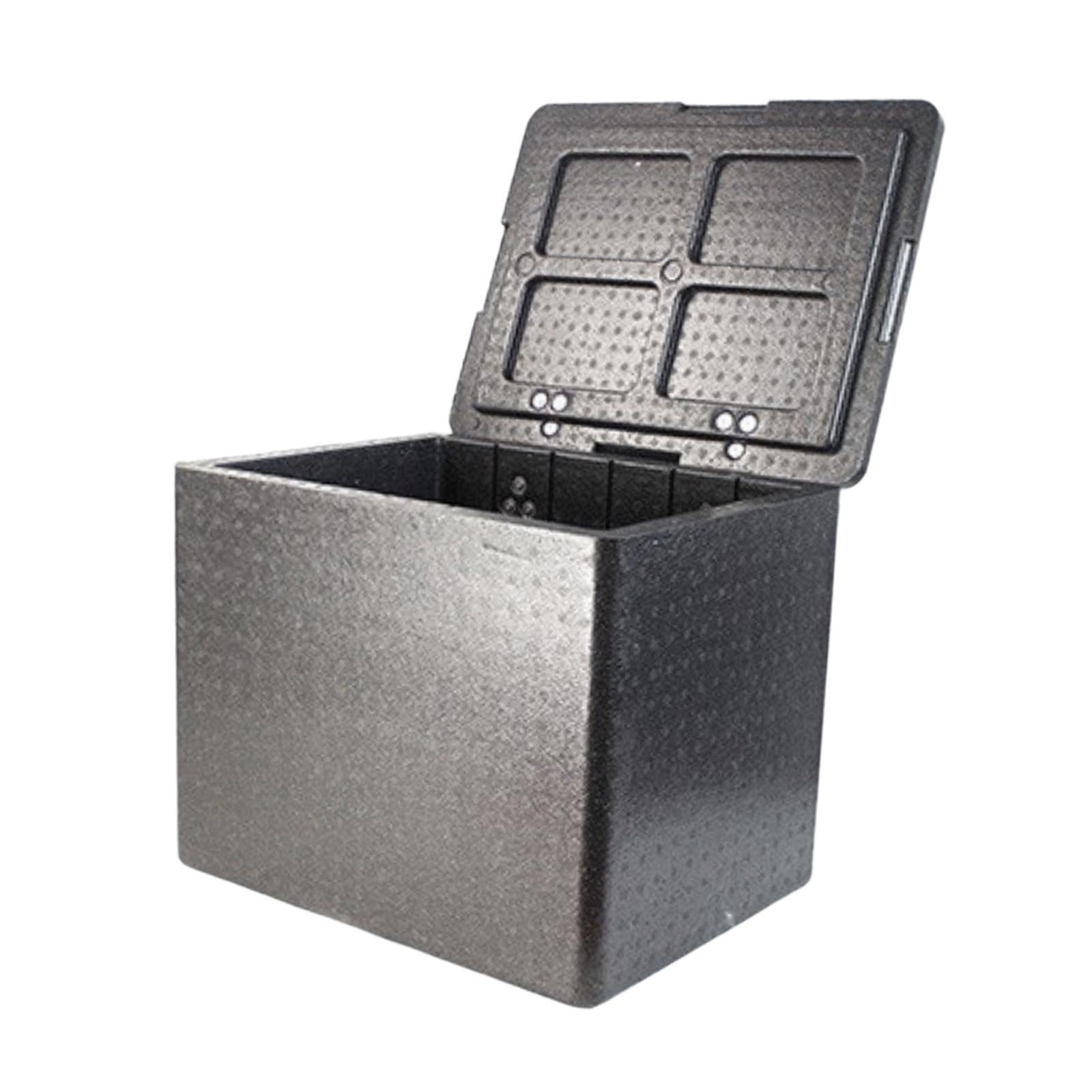 Caja isotérmica para alimentos frescos, ideal para mantener la comida caliente o fría. Perfecta para viajes en barco y acampadas. Fabricada en EPP, Negro, 43 litros