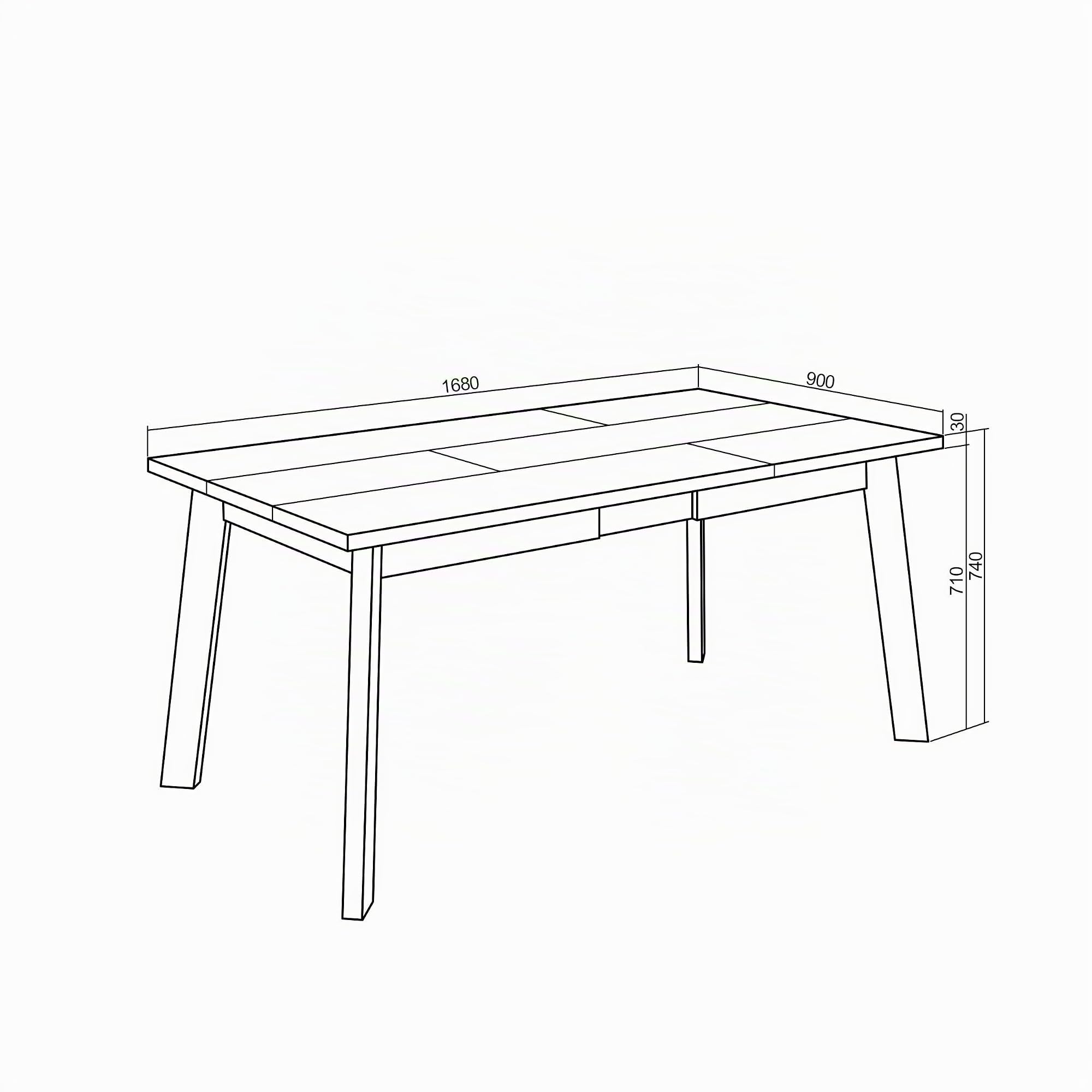 Skraut Home | Tavolo da Pranzo | Cucina, Sala da pranzo | 170 | Per 8 persone | Gambe in legno | Stile moderno | Rovere e nero