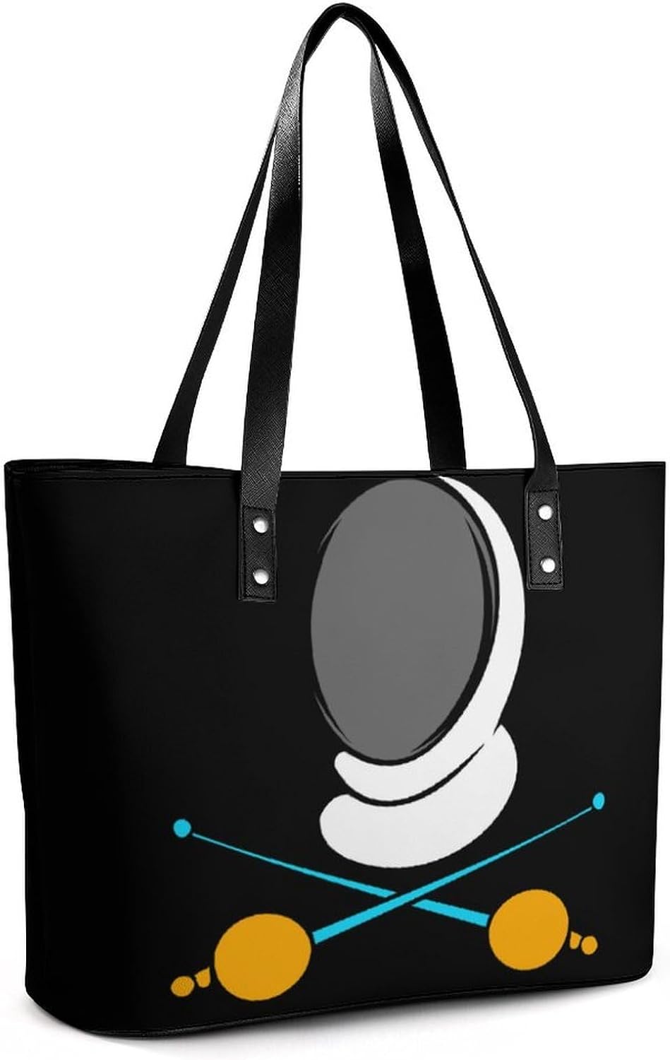 Fencing Swords And-Helmet Mask Women's Tote Leather Handbag Shoulder Bag Purse for Shopping Travel