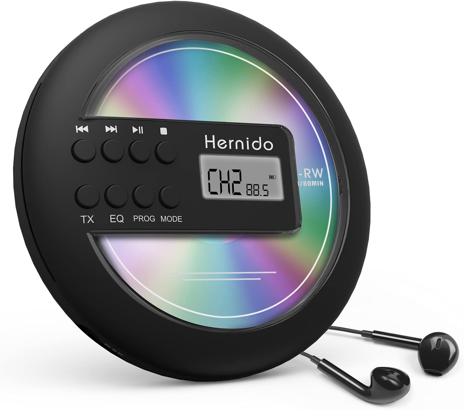 Hernido Tragbarer CD-Player für Auto, kompakter CD Player mit FM