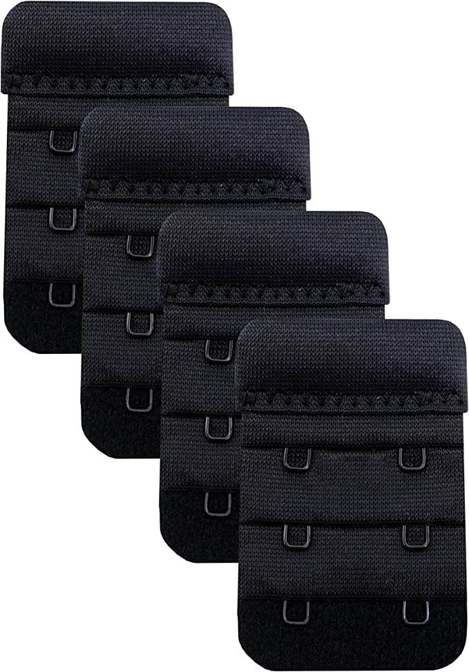 FICERIE 2 Hook Bra Extender for Women | Adjustable Bra Extension Strap for Comfort Fit | Soft Lingerie Band Extender for Daily Use & Maternity | Pack of 4 Pieces | Color: Black-image-32
