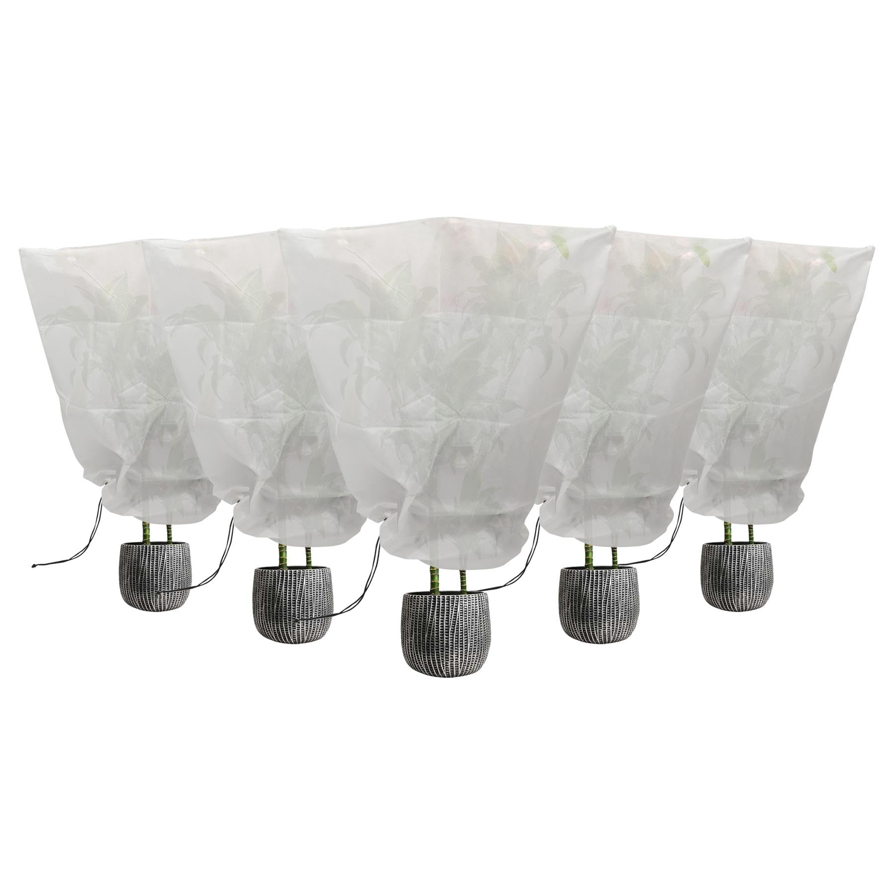 Harbour Housewares 0.8 x 1m Plant Fleece Frost Protection Cover - Set of 5 Horticultural Winter Fleece Plant Cover Protector Cloth Blanket with Drawstring for Outdoor Flowers, Trees, Bushes & Shrubs