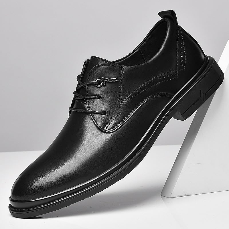 Mens Formal Oxford Shoes Spanish Leather Lace Up Round Toe Anti-Slip Non Slip Rubber Sole Block Heel Low Top Office Business Wedding3