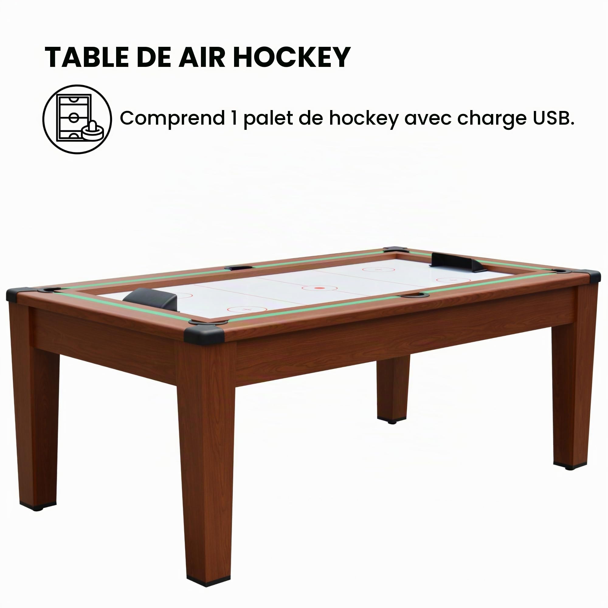 Table Multi Jeux 5 en 1-195x109x79 cm - Ping-Pong, Billard, Airhockey, Poker - Table à Manger