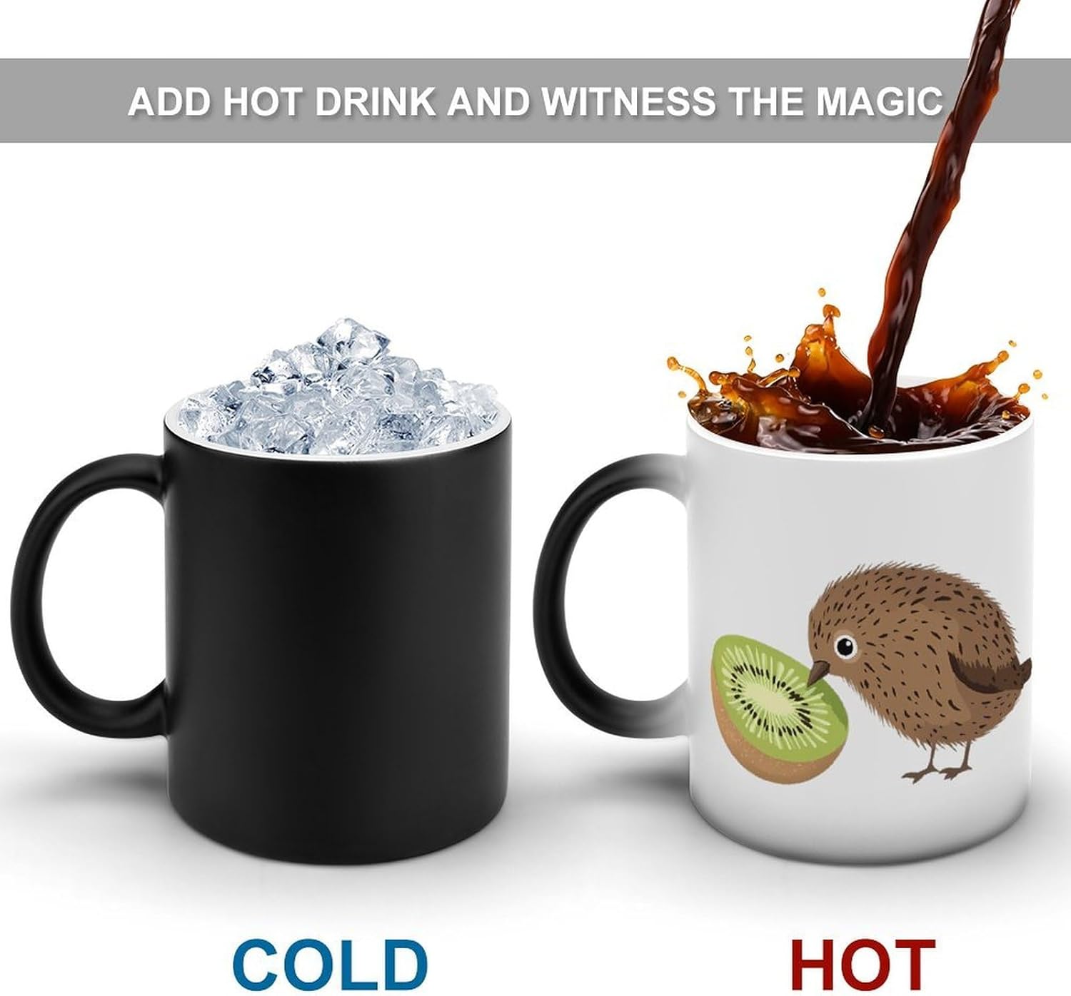 Kiwi Bird Kiwi Fruit Funny Coffee Mug Color Changing Mugs Gifts for Friends Picture Appears When Heating