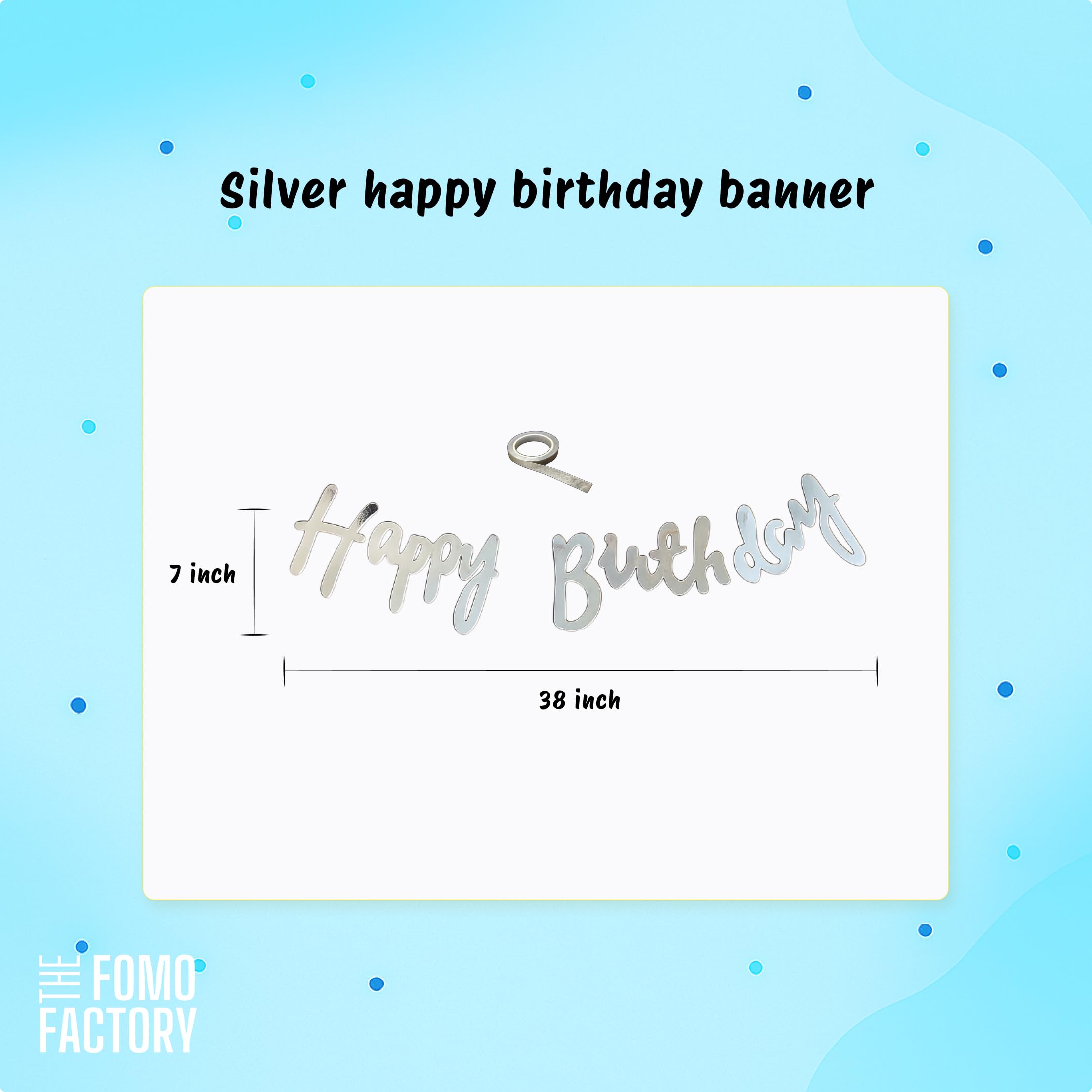 The FOMO Factory 53 Pcs Pastel Blue Birthday Decoration Kit | Metallic Shiny Balloon Arch + Large Pastel Blue Curtain + HBD Banner | Easy Birthday Decoration for Boy, DIY Kids Party Prop (Blue53) 4