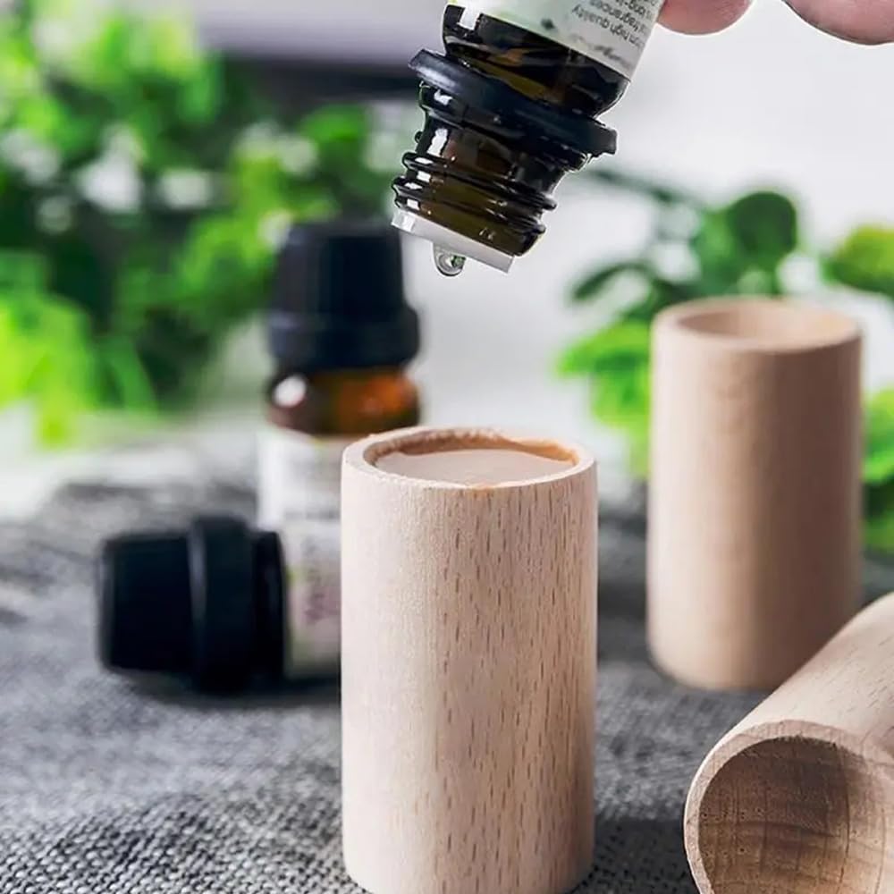 Diffusor Für ätherische Öle Aus Holz – 12 Stück, Zylindrisch, Tragbare Aromatherapie Für Zuhause & Büro